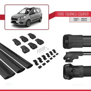Ford Tourneo Courier 2017-2022 Arası ile uyumlu ACE-1 Ara Atkı Tavan Barı SİYAH 3 ADET BAR thumb 5