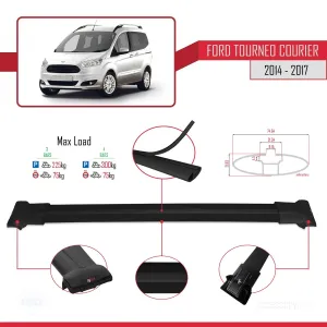 Ford Tourneo Courier 2014-2017 Arası ile uyumlu FLY Model Ara Atkı Tavan Barı SİYAH 4 ADET BAR thumb 4
