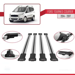 Ford Tourneo Courier 2014-2017 Arası ile uyumlu FLY Model Ara Atkı Tavan Barı GRİ 4 ADET BAR thumb 5