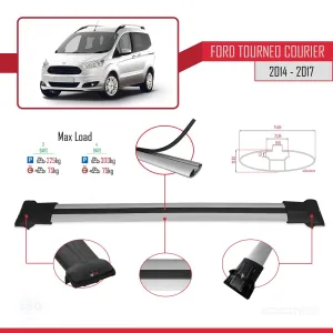 Ford Tourneo Courier 2014-2017 Arası ile uyumlu FLY Model Ara Atkı Tavan Barı GRİ 3 ADET BAR thumb 4