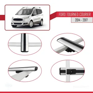 Ford Tourneo Courier 2014-2017 Arası ile uyumlu Basic Model Ara Atkı Tavan Barı GRİ 3 ADET thumb 4