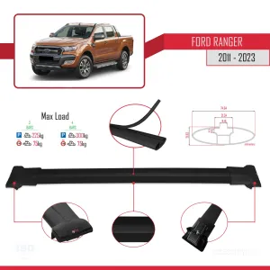 Ford Ranger 2011-2022 Arası ile Uyumlu FLY Model Ara Atkı Tavan Barı SİYAH 3 ADET BAR thumb 4