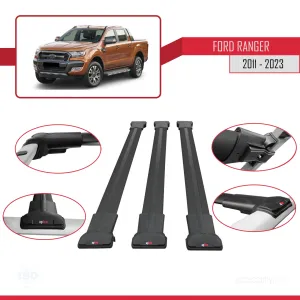 Ford Ranger 2011-2022 Arası ile Uyumlu FLY Model Ara Atkı Tavan Barı SİYAH 3 ADET BAR thumb 5