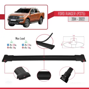 Ford Ranger 2011-2022 Arası ile Uyumlu FLY Model Ara Atkı Tavan Barı SİYAH thumb 4