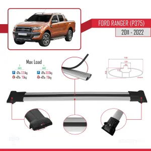 Ford Ranger 2011-2022 Arası ile Uyumlu FLY Model Ara Atkı Tavan Barı GRİ 3 ADET BAR thumb 4