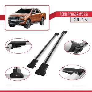 Ford Ranger 2011-2022 Arası ile Uyumlu FLY Model Ara Atkı Tavan Barı GRİ thumb 5