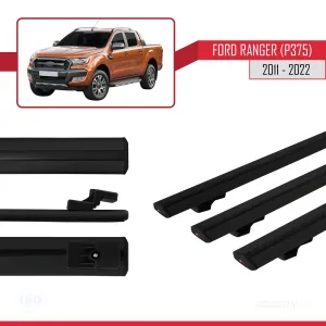 Ford Ranger 2011-2022 Arası ile uyumlu Basic Model Ara Atkı Tavan Barı SİYAH 3 ADET thumb 3