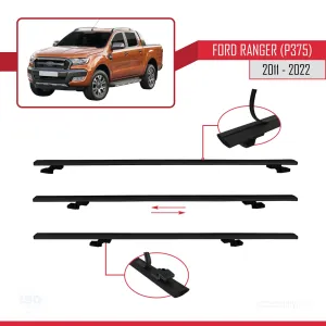 Ford Ranger 2011-2022 Arası ile uyumlu Basic Model Ara Atkı Tavan Barı SİYAH 3 ADET thumb 5