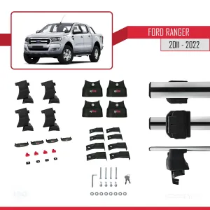 Ford Ranger 2011-2022 Arası ile uyumlu ACE-4 Ara Atkı Tavan Barı GRİ thumb 4