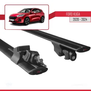 Ford Kuga 2020 ve Sonrası ile uyumlu HOOK Model Anahtar Kilitli Ara Atkı Tavan Barı SİYAH thumb 5