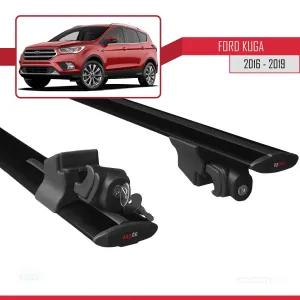 Ford Kuga 2016-2019 Arası ile uyumlu HOOK Model Anahtar Kilitli Ara Atkı Tavan Barı SİYAH thumb 5