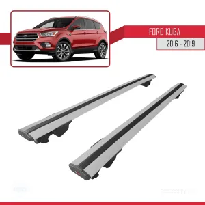 Ford Kuga 2016-2019 Arası ile uyumlu HOOK Model Anahtar Kilitli Ara Atkı Tavan Barı GRİ thumb 4