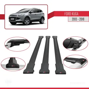 Ford Kuga 2013-2018 Arası ile Uyumlu FLY Model Ara Atkı Tavan Barı SİYAH 3 ADET BAR thumb 5