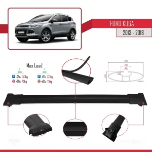 Ford Kuga 2013-2018 Arası ile uyumlu FLY Model Ara Atkı Tavan Barı SİYAH thumb 4