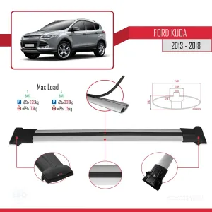 Ford Kuga 2013-2018 Arası ile Uyumlu FLY Model Ara Atkı Tavan Barı GRİ 3 ADET BAR thumb 4