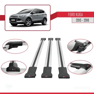 Ford Kuga 2013-2018 Arası ile Uyumlu FLY Model Ara Atkı Tavan Barı GRİ 3 ADET BAR thumb 5