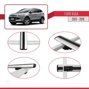 Ford Kuga 2013-2018 Arası ile uyumlu Basic Model Ara Atkı Tavan Barı GRİ 3 ADET thumb 4