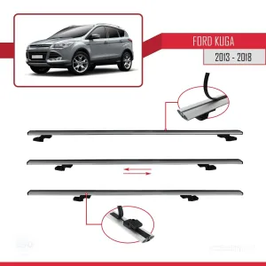 Ford Kuga 2013-2018 Arası ile uyumlu Basic Model Ara Atkı Tavan Barı GRİ 3 ADET thumb 5