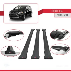 Ford Kuga 2008-2013 Arası ile Uyumlu FLY Model Ara Atkı Tavan Barı SİYAH 3 ADET BAR thumb 5