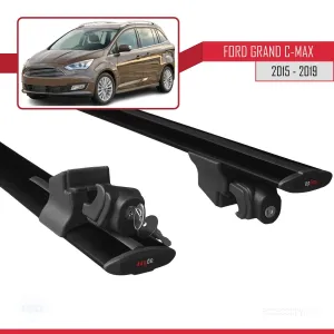 Ford Grand C-Max 2015-2019 Arası ile uyumlu HOOK Model Anahtar Kilitli Ara Atkı Tavan Barı SİYAH thumb 5