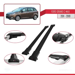 Ford Grand C-Max 2011-2019 Arası ile uyumlu FLY Model Ara Atkı Tavan Barı SİYAH thumb 5