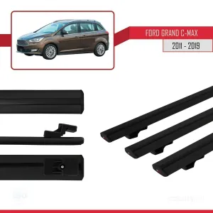 Ford Grand C-Max 2011-2019 Arası ile uyumlu Basic Model Ara Atkı Tavan Barı SİYAH 3 ADET thumb 3