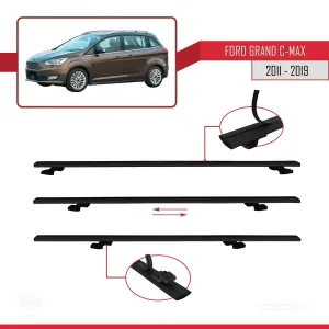 Ford Grand C-Max 2011-2019 Arası ile uyumlu Basic Model Ara Atkı Tavan Barı SİYAH 3 ADET thumb 5
