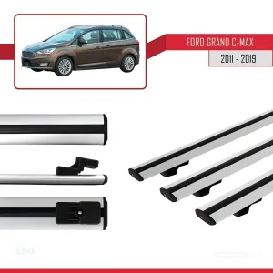 Ford Grand C-Max 2011-2019 Arası ile uyumlu Basic Model Ara Atkı Tavan Barı GRİ 3 ADET thumb 3