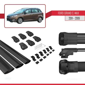 Ford Grand C-Max 2011-2019 Arası ile uyumlu ACE-1 Ara Atkı Tavan Barı SİYAH 3 ADET BAR thumb 5