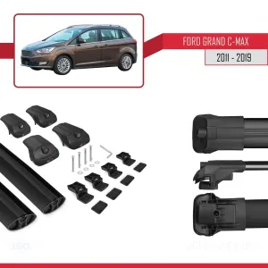 Ford Grand C-Max 2011-2019 Arası ile uyumlu ACE-1 Ara Atkı Tavan Barı SİYAH thumb 5