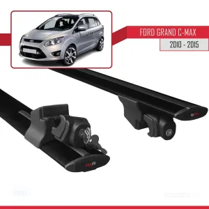 Ford Grand C-Max 2010-2015 Arası ile uyumlu HOOK Model Anahtar Kilitli Ara Atkı Tavan Barı SİYAH thumb 5