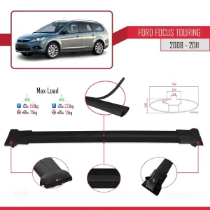 Ford Focus TOURING 2008-2011 Arası ile uyumlu FLY Model Ara Atkı Tavan Barı SİYAH thumb 4