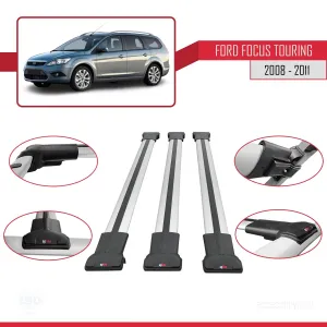 Ford Focus TOURING 2008-2011 Arası ile Uyumlu FLY Model Ara Atkı Tavan Barı GRİ 3 ADET BAR thumb 5