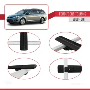 Ford Focus TOURING 2008-2011 Arası ile uyumlu Basic Model Ara Atkı Tavan Barı SİYAH 3 ADET thumb 4