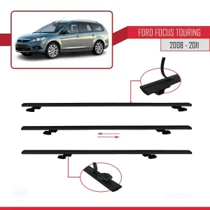 Ford Focus TOURING 2008-2011 Arası ile uyumlu Basic Model Ara Atkı Tavan Barı SİYAH 3 ADET thumb 5
