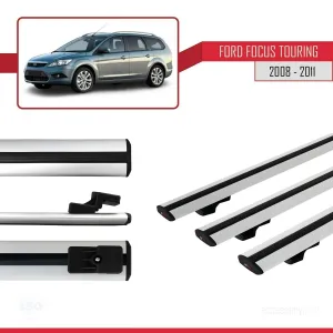 Ford Focus TOURING 2008-2011 Arası ile uyumlu Basic Model Ara Atkı Tavan Barı GRİ 3 ADET thumb 3