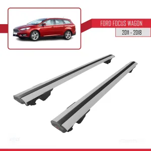 Ford Focus SW / Estate 2011-2018 Arası ile uyumlu HOOK Model Anahtar Kilitli Ara Atkı Tavan Barı GRİ thumb 4