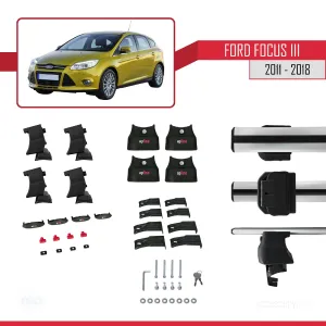 Ford Focus III 2011-2018 Arası ile uyumlu ACE-4 Ara Atkı Tavan Barı GRİ thumb 4