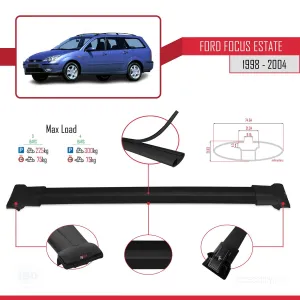 Ford Focus Estate C170 1998-2004 Arası ile uyumlu FLY Model Ara Atkı Tavan Barı SİYAH 3 ADET BAR thumb 4