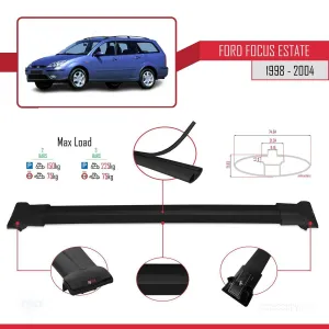 Ford Focus Estate C170 1998-2004 Arası ile uyumlu FLY Model Ara Atkı Tavan Barı SİYAH thumb 4