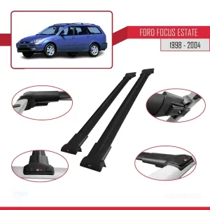 Ford Focus Estate C170 1998-2004 Arası ile uyumlu FLY Model Ara Atkı Tavan Barı SİYAH thumb 5