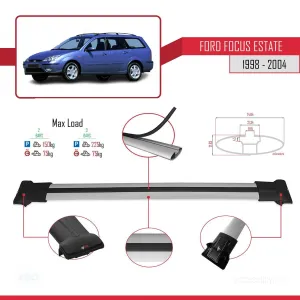 Ford Focus Estate C170 1998-2004 Arası ile uyumlu FLY Model Ara Atkı Tavan Barı GRİ thumb 4