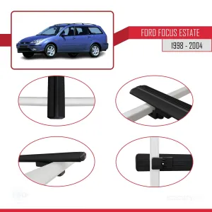 Ford Focus Estate C170 1998-2004 Arası ile uyumlu Basic Model Ara Atkı Tavan Barı SİYAH 3 ADET thumb 4