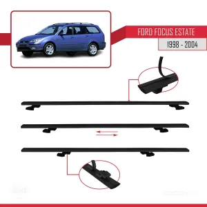 Ford Focus Estate C170 1998-2004 Arası ile uyumlu Basic Model Ara Atkı Tavan Barı SİYAH 3 ADET thumb 5