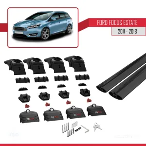 Ford Focus ESTATE (C346) 2011-2018 Arası ile uyumlu ACE-2 Ara Atkı Tavan Barı SİYAH thumb 5