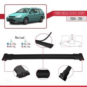 Ford Focus Estate (C307) 2004-2011 Arası ile Uyumlu FLY Model Ara Atkı Tavan Barı SİYAH thumb 4