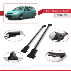 Ford Focus Estate (C307) 2004-2011 Arası ile Uyumlu FLY Model Ara Atkı Tavan Barı GRİ thumb 5