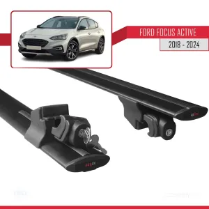 Ford Focus Active 2018 ve Sonrası ile uyumlu HOOK Model Anahtar Kilitli Ara Atkı Tavan Barı SİYAH thumb 5