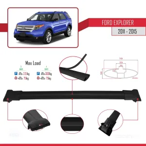 Ford Explorer 2011-2015 Arası ile uyumlu FLY Model Ara Atkı Tavan Barı SİYAH 4 ADET BAR thumb 4