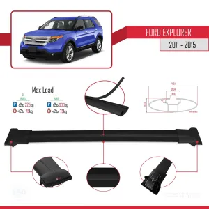 Ford Explorer 2011-2015 Arası ile uyumlu FLY Model Ara Atkı Tavan Barı SİYAH 3 ADET BAR thumb 4